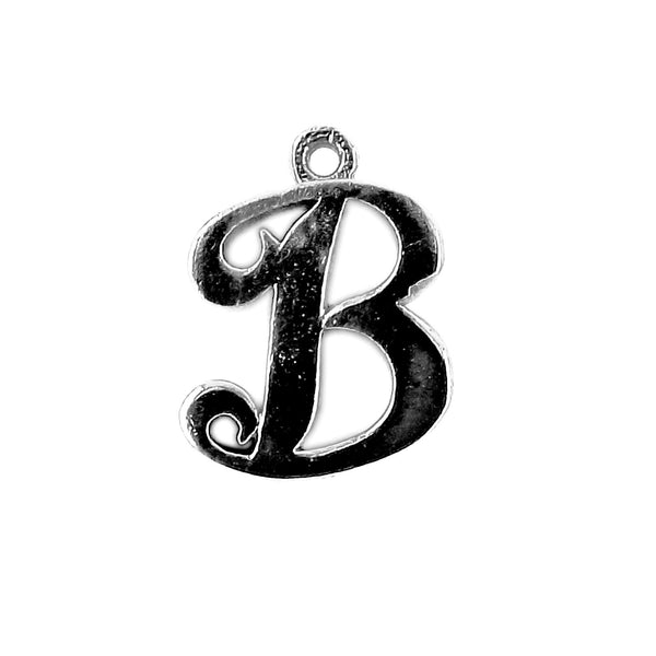 CR-473 Black Rhodium Overlay Alphabet 'B' Charm Beads Bali Designs Inc 