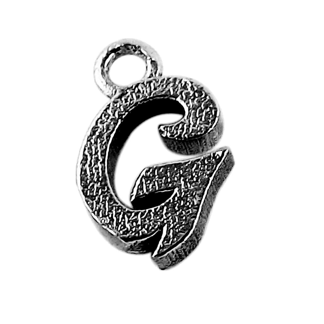 CR-479 Black Rhodium Overlay Alphabet 'G' Charm Beads Bali Designs Inc 