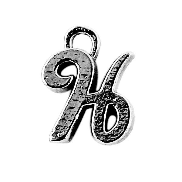 CR-480 Black Rhodium Overlay Alphabet 'H' Charm Beads Bali Designs Inc 