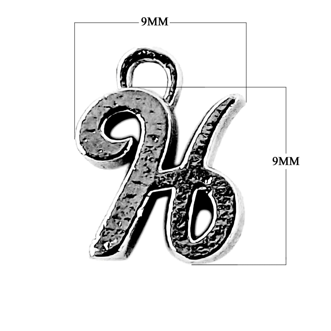 CR-480 Black Rhodium Overlay Alphabet 'H' Charm Beads Bali Designs Inc 