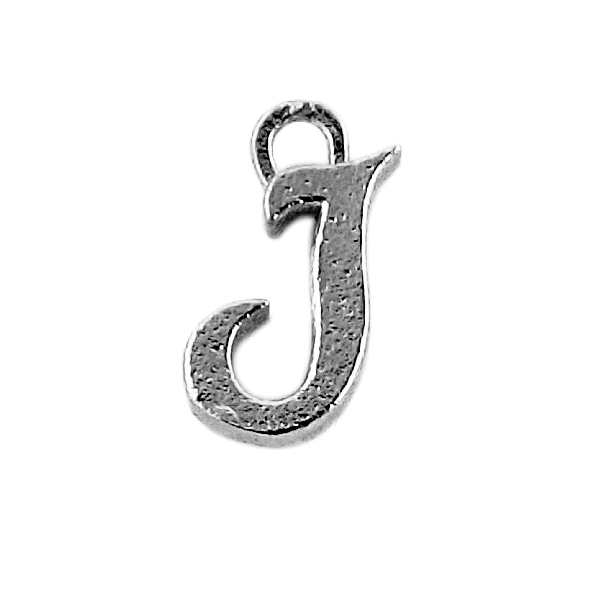 CR-482 Black Rhodium Overlay Alphabet 'J' Charm Beads Bali Designs Inc 