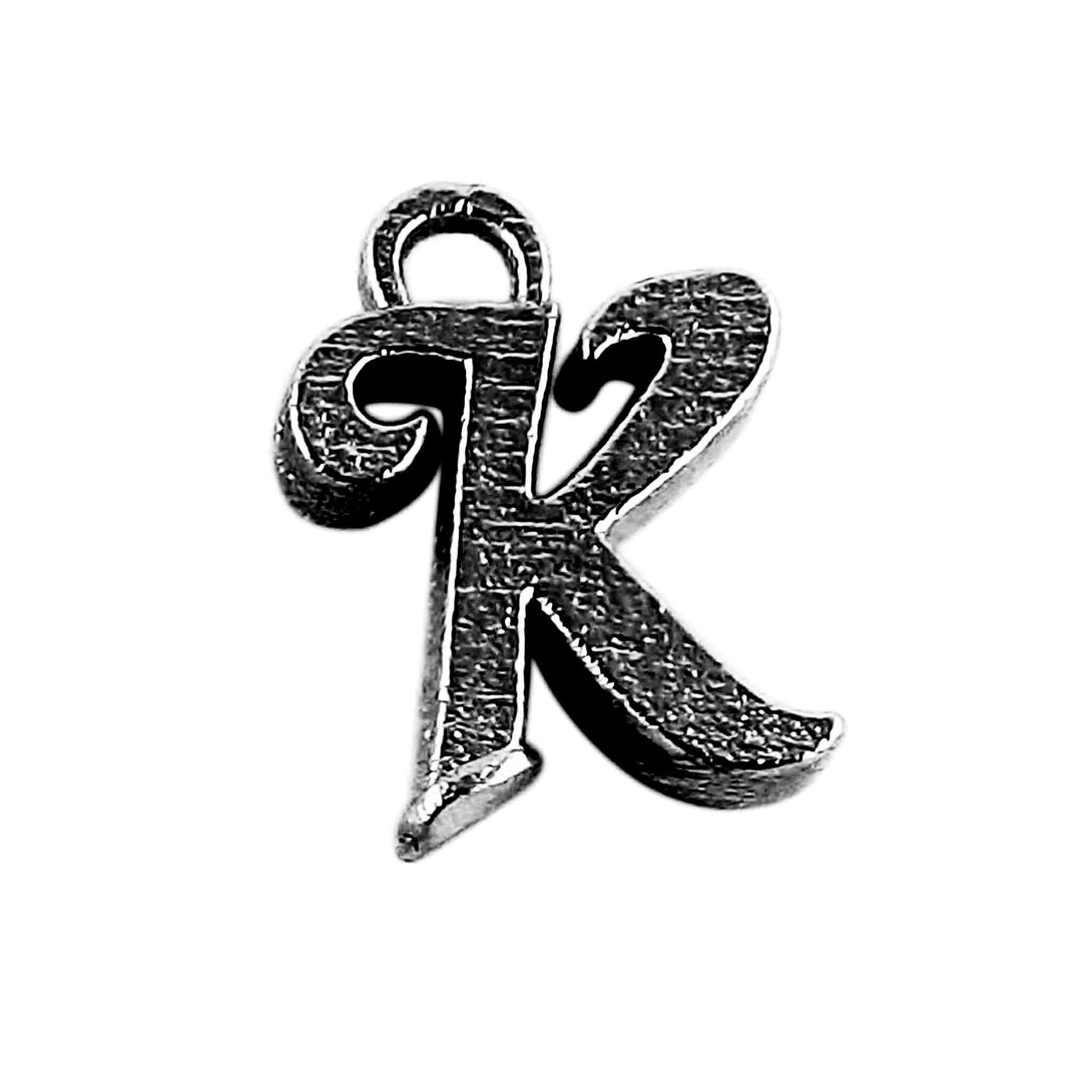 CR-483 Black Rhodium Overlay Alphabet 'K' Charm Beads Bali Designs Inc 