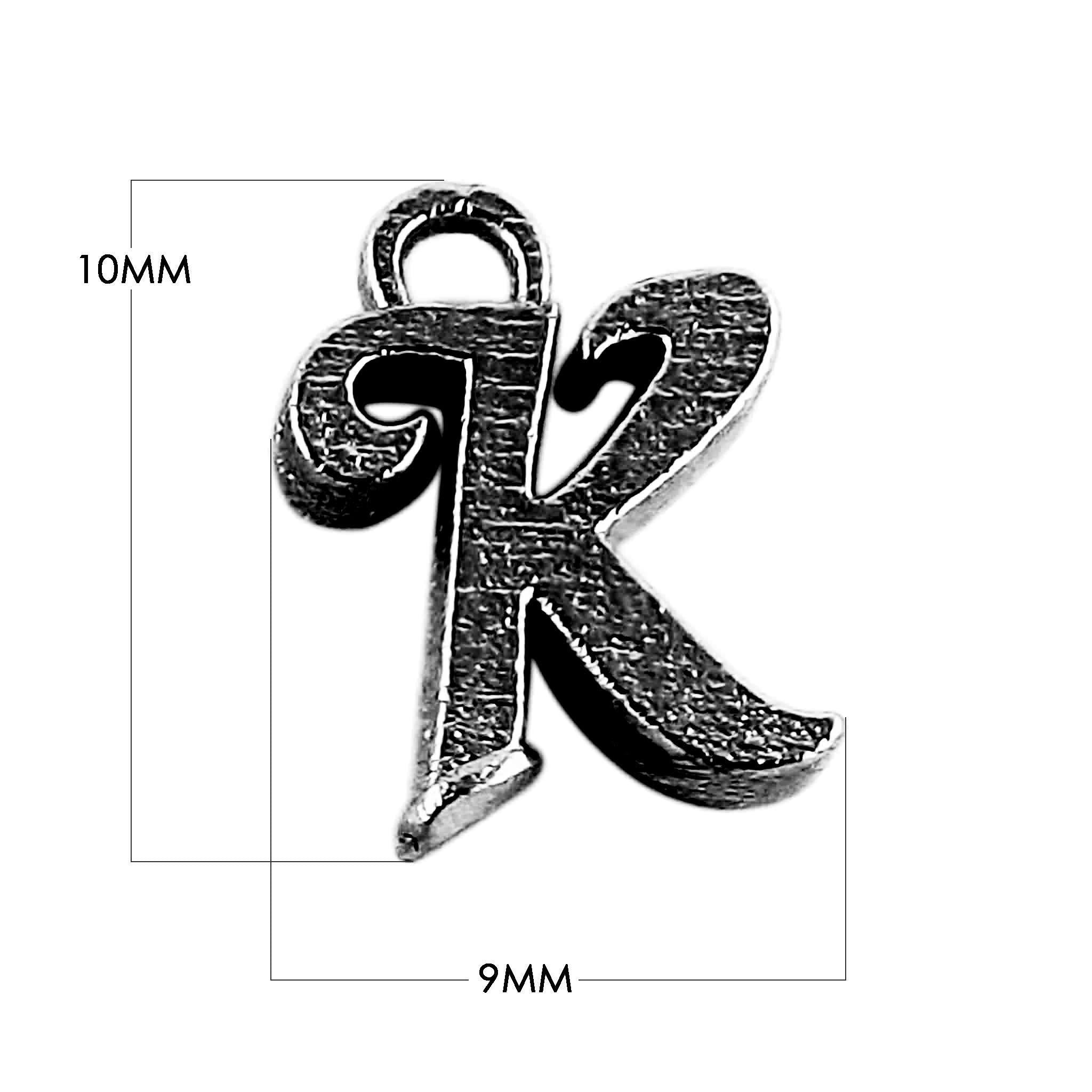 CR-483 Black Rhodium Overlay Alphabet 'K' Charm Beads Bali Designs Inc 