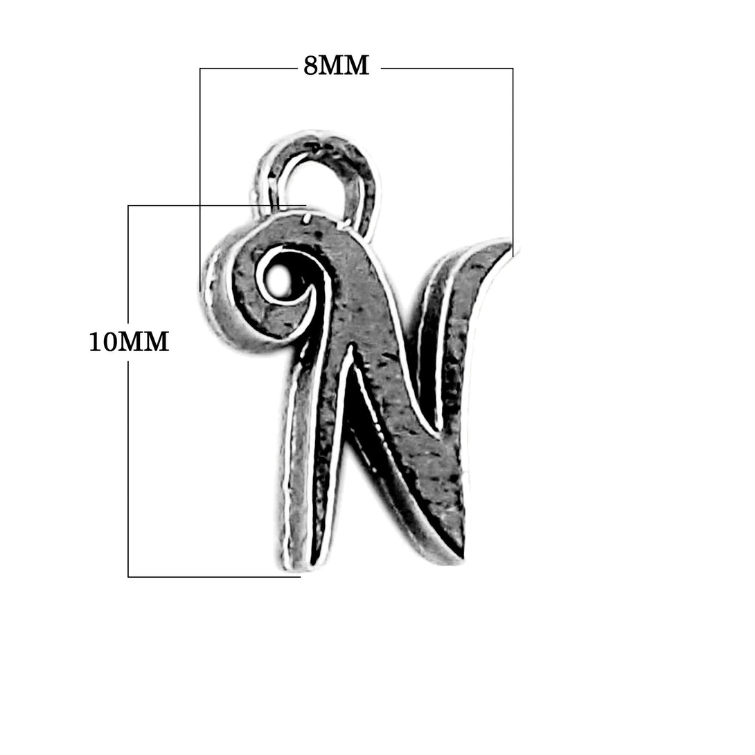 CR-486 Black Rhodium Overlay Alphabet 'N' Charm Beads Bali Designs Inc 