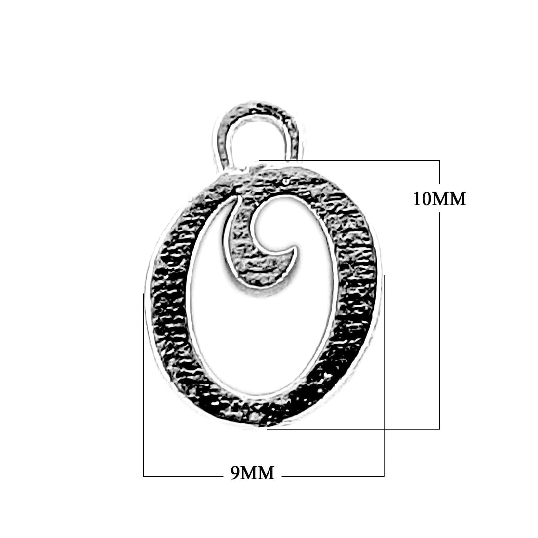 CR-487 Black Rhodium Overlay Alphabet 'O' Charm Beads Bali Designs Inc 