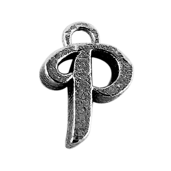 CR-488 Black Rhodium Overlay Alphabet 'P' Charm Beads Bali Designs Inc 