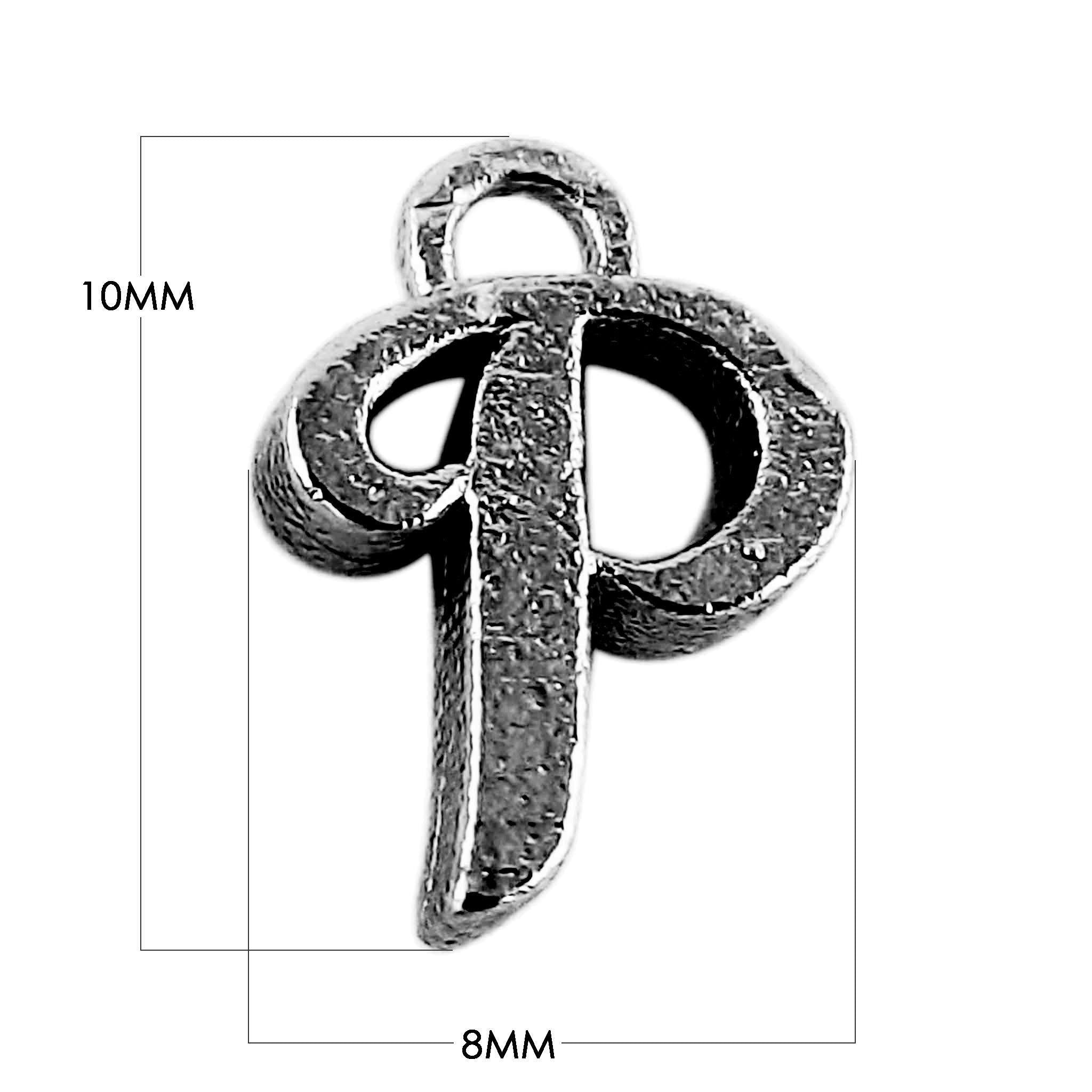 CR-488 Black Rhodium Overlay Alphabet 'P' Charm Beads Bali Designs Inc 