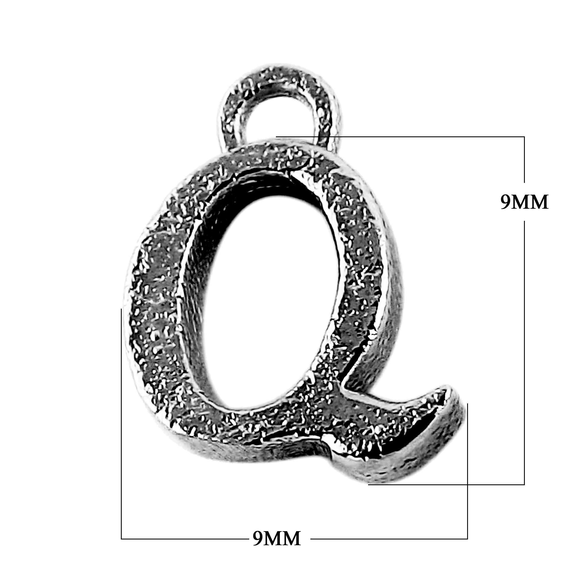 CR-489 Black Rhodium Overlay Alphabet 'Q' Charm Beads Bali Designs Inc 