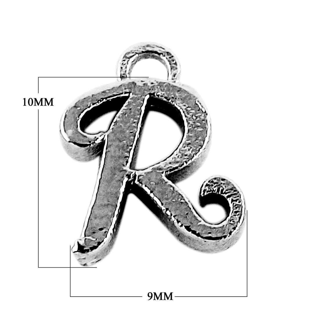 CR-490 Black Rhodium Overlay Alphabet 'R' Charm Beads Bali Designs Inc 
