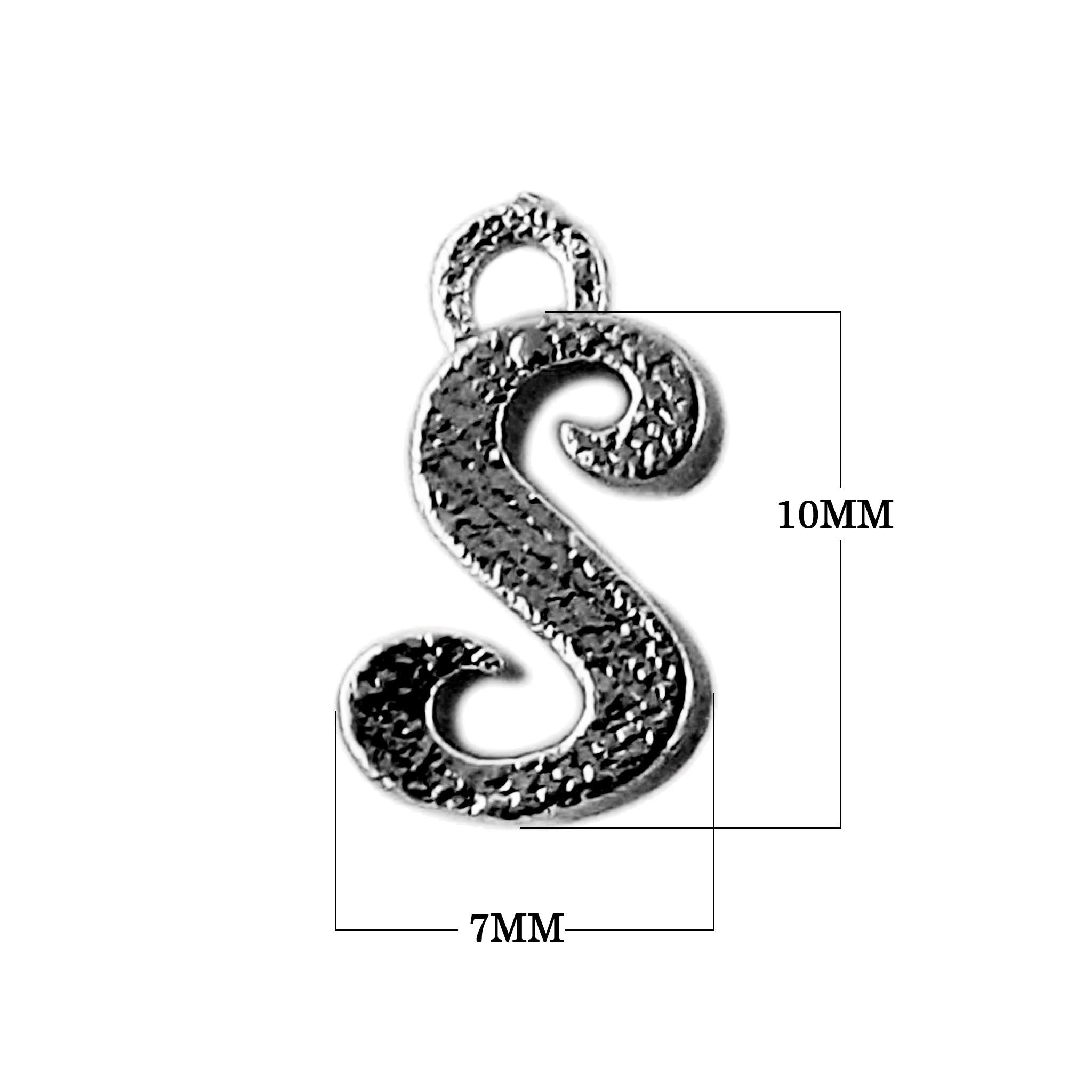 CR-491 Black Rhodium Overlay Alphabet 'S' Charm Beads Bali Designs Inc 