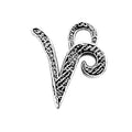CR-494 Black Rhodium Overlay Alphabet 'V' Charm Beads Bali Designs Inc 
