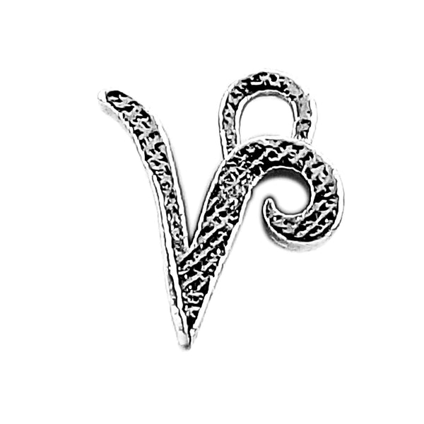 CR-494 Black Rhodium Overlay Alphabet 'V' Charm Beads Bali Designs Inc 