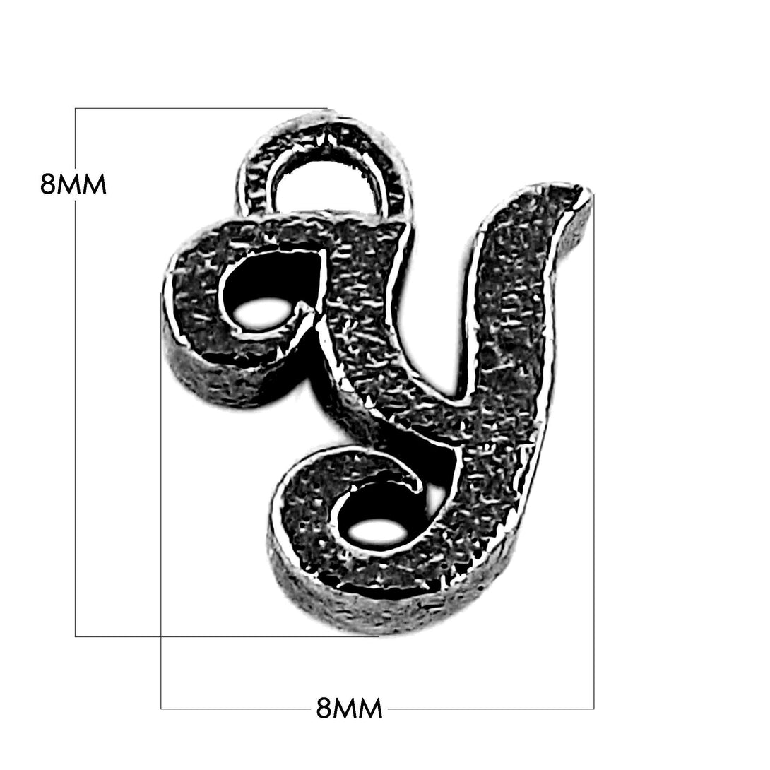 CR-497 Black Rhodium Overlay Alphabet 'Y' Charm Beads Bali Designs Inc 