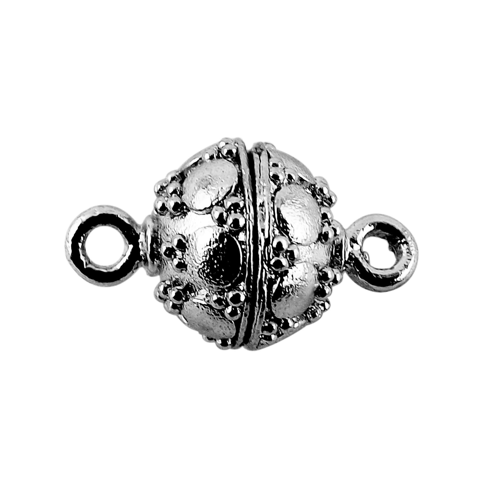 CR-501 Black Rhodium Overlay Ball Shape Designer Magnetic Clasps Beads Bali Designs Inc 
