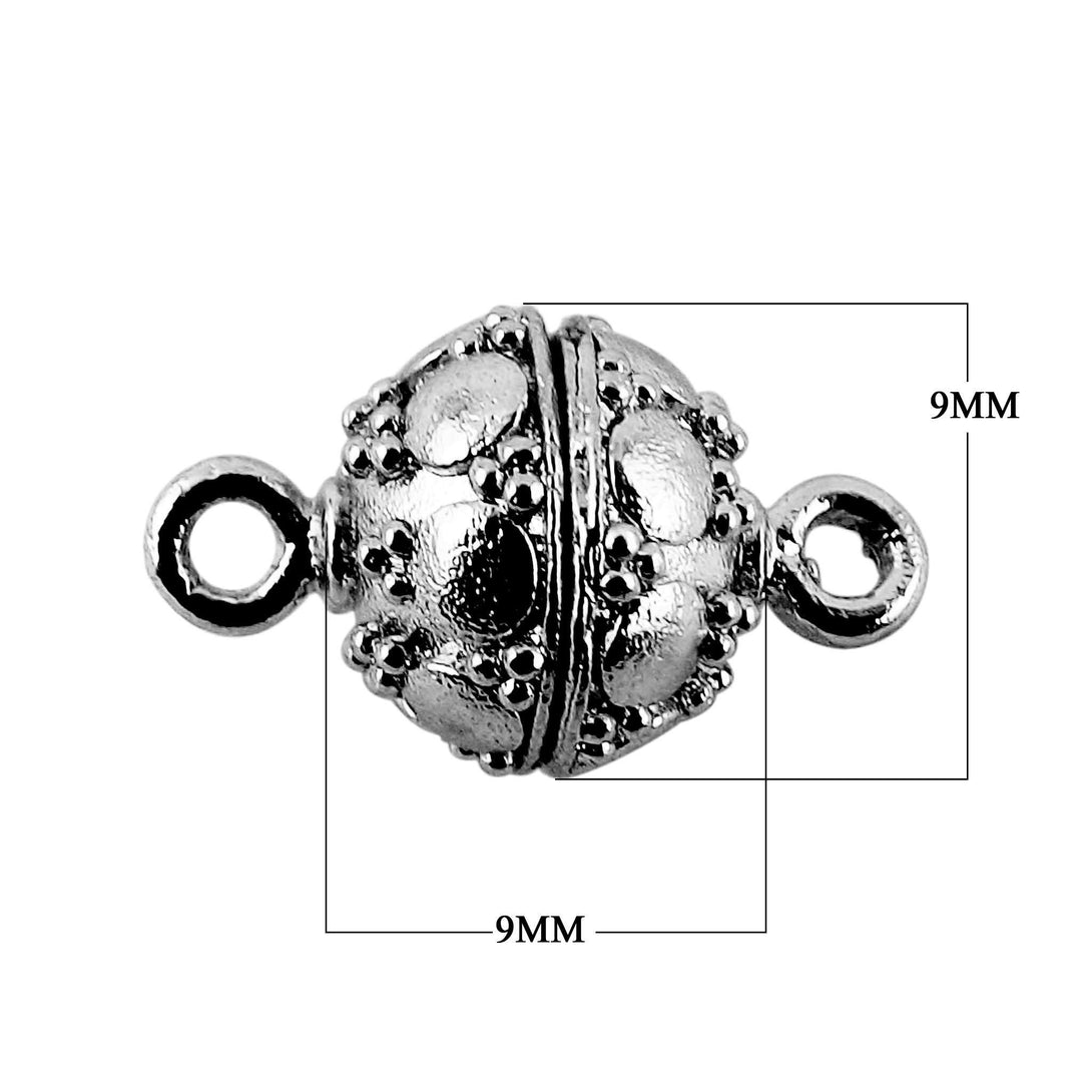 CR-501 Black Rhodium Overlay Ball Shape Designer Magnetic Clasps Beads Bali Designs Inc 