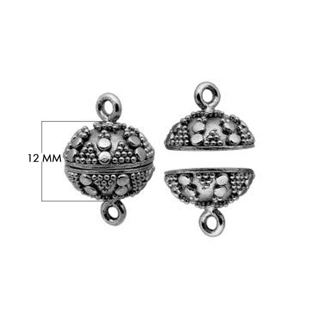 CR-502 Black Rhodium Overlay Big Ball Shape Designer Magnetic Clasps Beads Bali Designs Inc 