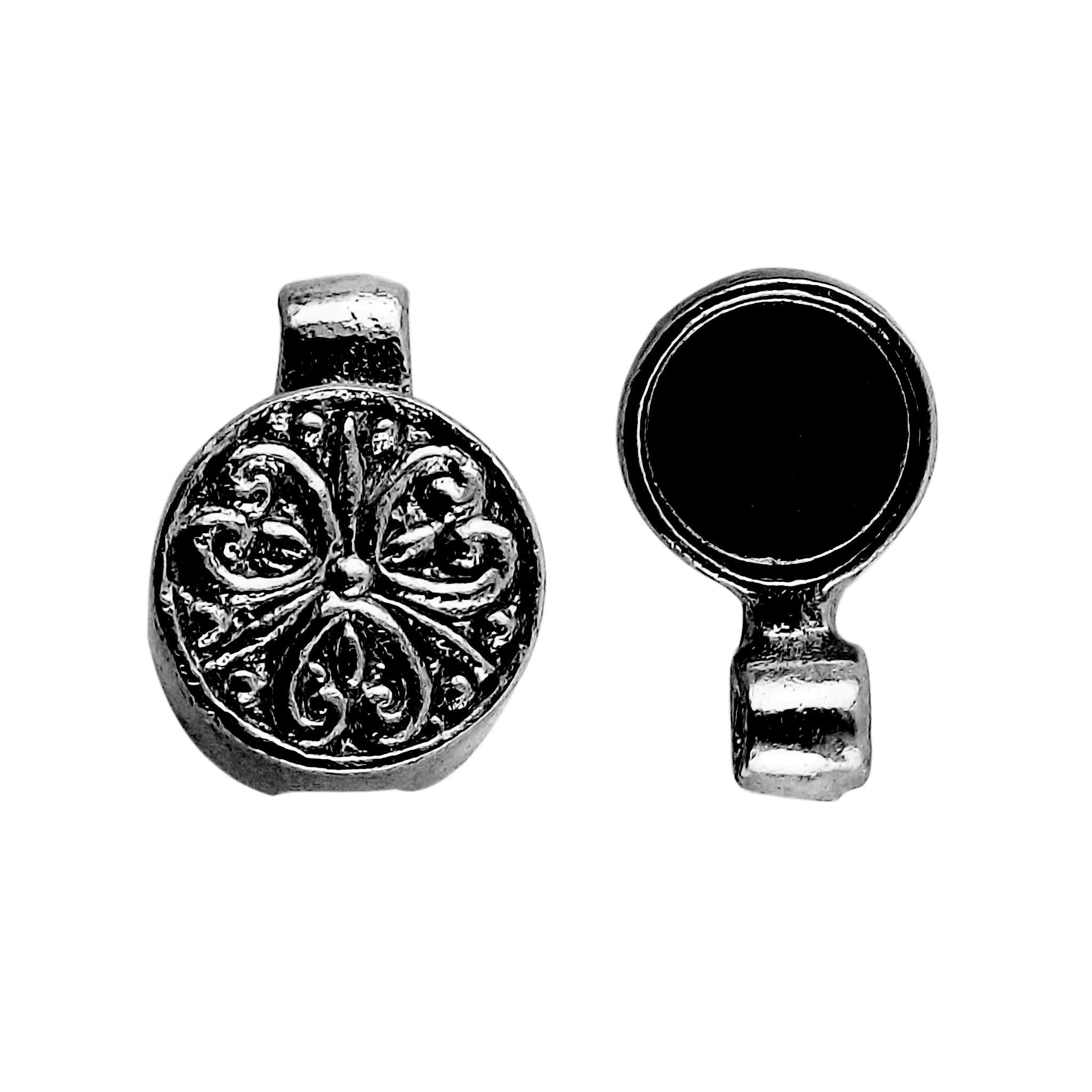 CR-505 Black Rhodium Overlay Round Shape Designer Magnetic Clasps Beads Bali Designs Inc 
