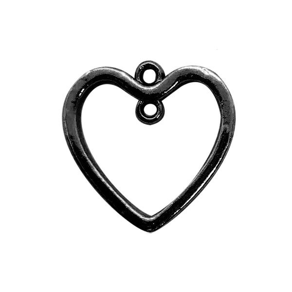CR-524-20X20MM Black Rhodium Overlay Heart Shape Charm Beads Bali Designs Inc 