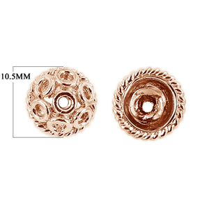 Rose Gold Overlay Over Copper decorative bead cap with polished finish supplied in sets, designed for wholesale jewelry manufacturing and professional bead finishing applications