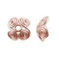 Rose Gold Overlay Over Copper spiral floral bead cap with polished finish supplied in sets, designed for wholesale jewelry manufacturing and professional bead finishing applications