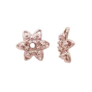 Rose Gold Overlay Over Copper star floral bead cap with polished spiral detailing, supplied for wholesale jewelry manufacturing and professional bead finishing applications