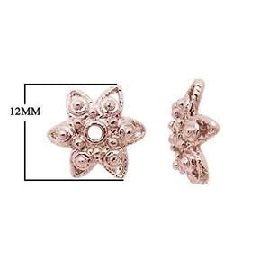 Rose Gold Overlay Over Copper star floral bead cap with polished spiral detailing, supplied for wholesale jewelry manufacturing and professional bead finishing applications