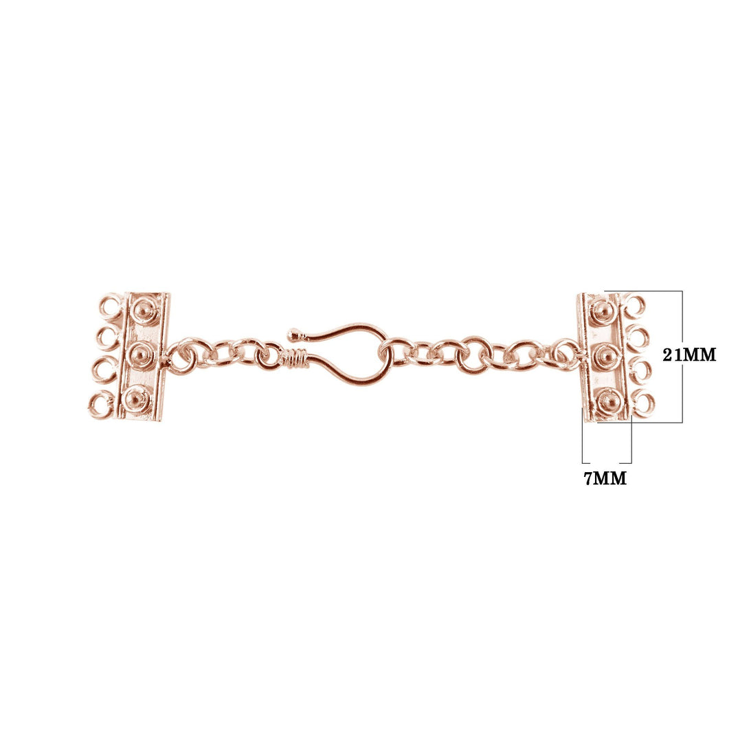 CRG-178-4H Rose Gold Overlay Multi Strand Clasp With 4 Holes Beads Bali Designs Inc 