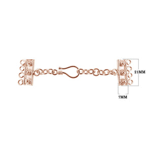 Rose gold overlay over copper multi strand clasp with four holes designed for wholesale buyers, ideal for bulk layered jewelry manufacturing and professional production use