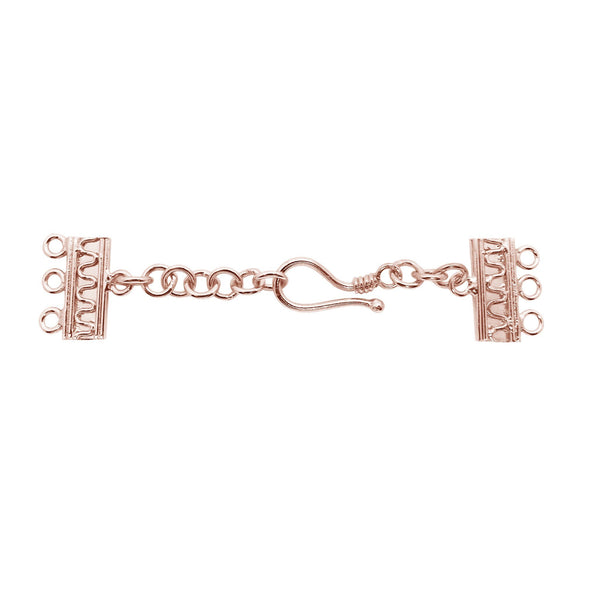 CRG-179-3H Rose Gold Overlay Multi Strand Clasp With 3 Holes Beads Bali Designs Inc 