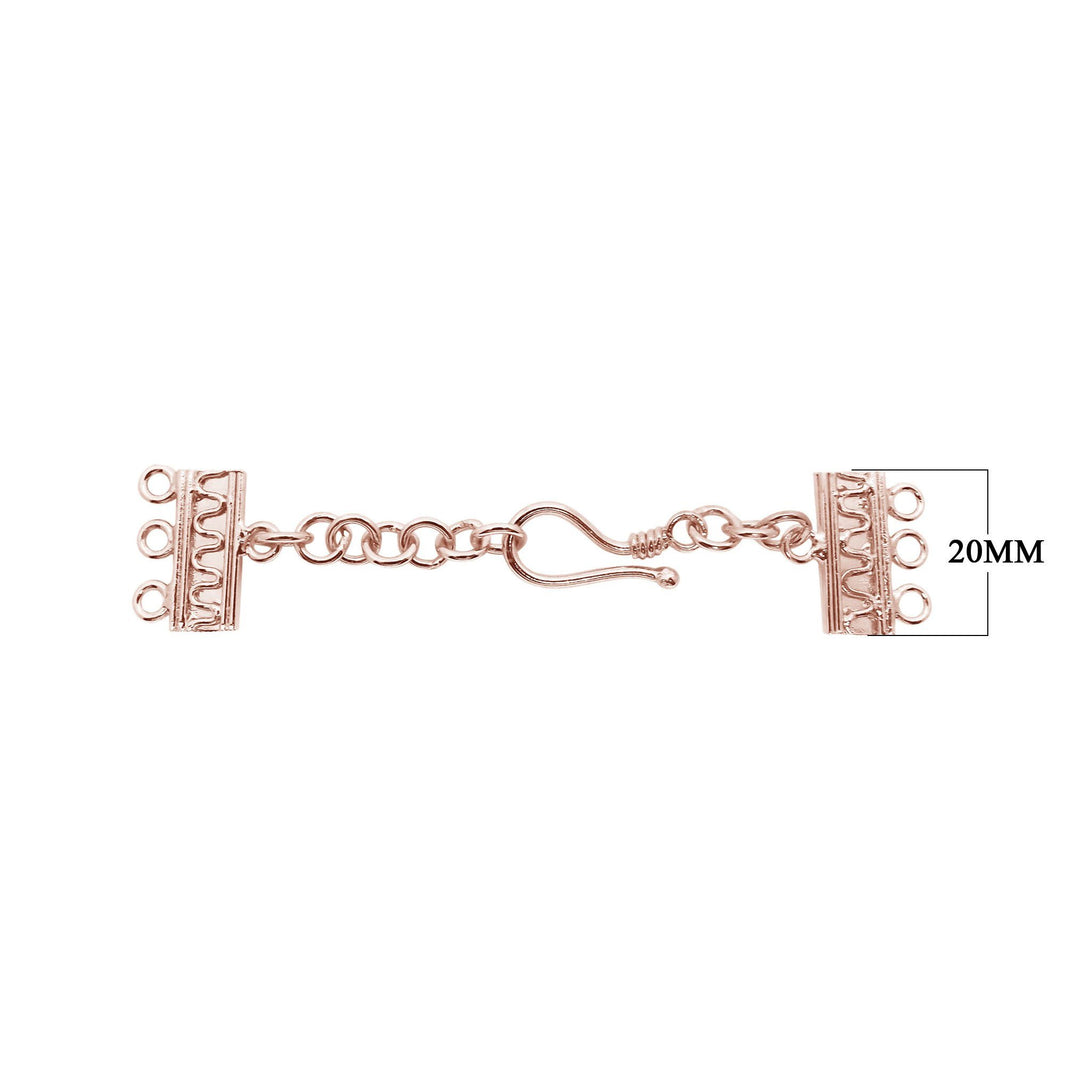 CRG-179-3H Rose Gold Overlay Multi Strand Clasp With 3 Holes Beads Bali Designs Inc 