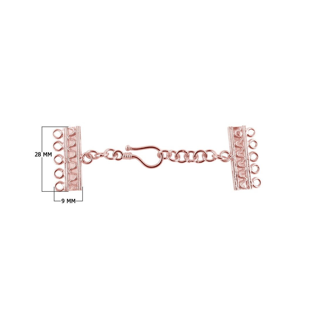 CRG-179-5H Rose Gold Overlay Multi Strand Clasp With 5 Holes Beads Bali Designs Inc 