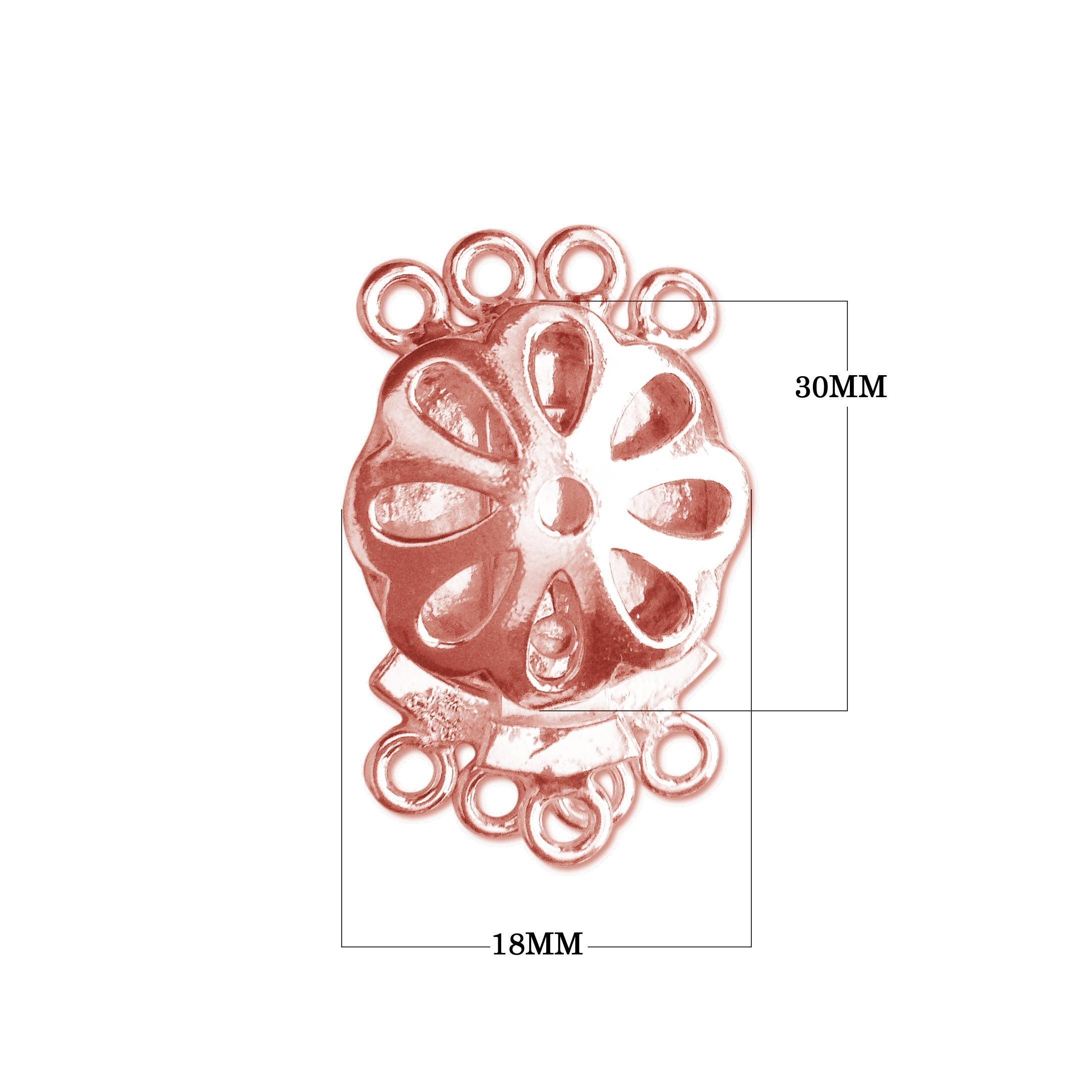 CRG-195 Rose Gold Overlay Multi Strand Clasp With 4 Holes Beads Bali Designs Inc 