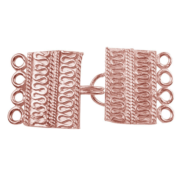 CRG-234 Rose Gold Overlay Multi Strand Clasp With 4 Holes Beads Bali Designs Inc 