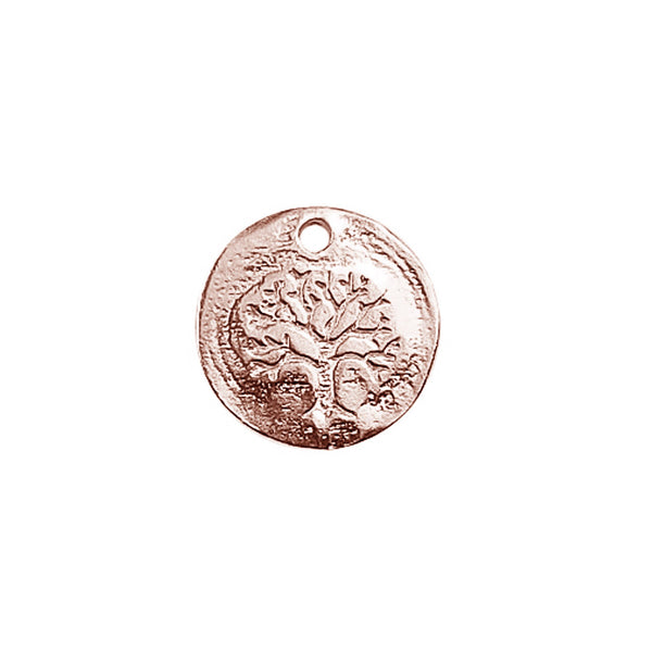 CRG-276 Rose Gold Overlay Natural Charm with Etched Tree Beads Bali Designs Inc 