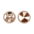 Rose gold overlay over copper wide dome bead cap handcrafted in India for bulk jewelry production
