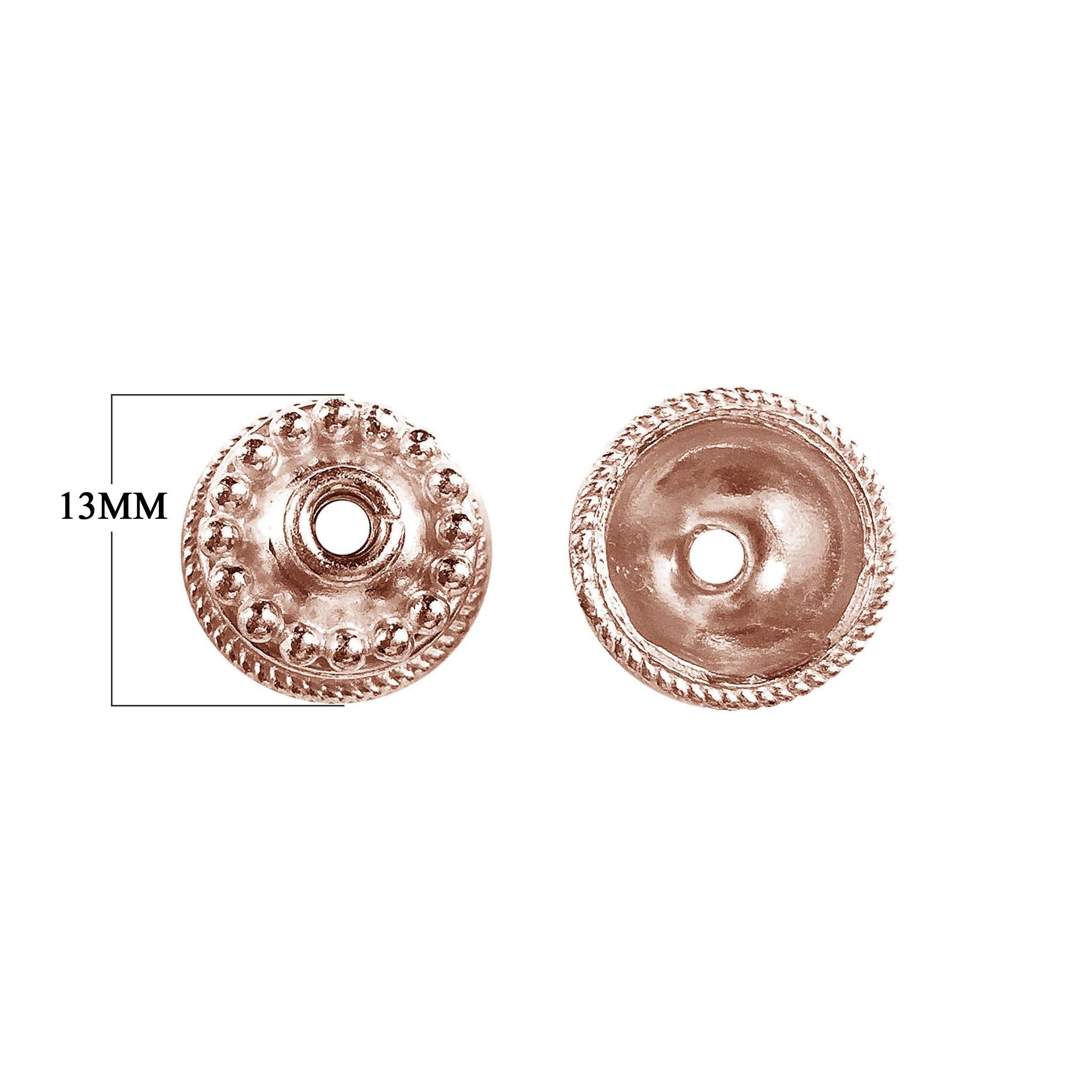 Rose gold overlay over copper bead cap Bali style handcrafted in India jewelry finding