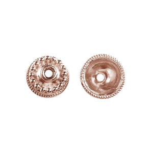 Rose gold overlay over copper bead cap Bali style handcrafted in India jewelry finding