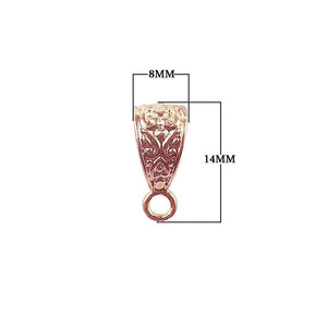 Engraved rose gold overlay over copper pendant bail handcrafted in India jewelry component