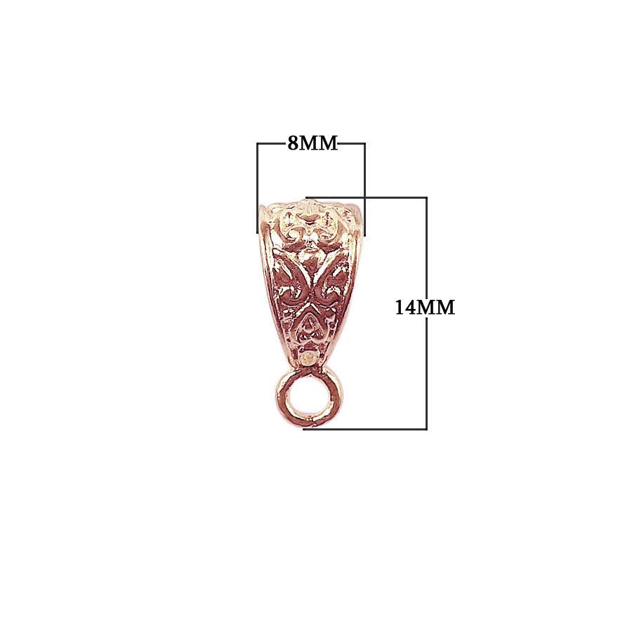 Engraved rose gold overlay over copper pendant bail handcrafted in India jewelry component