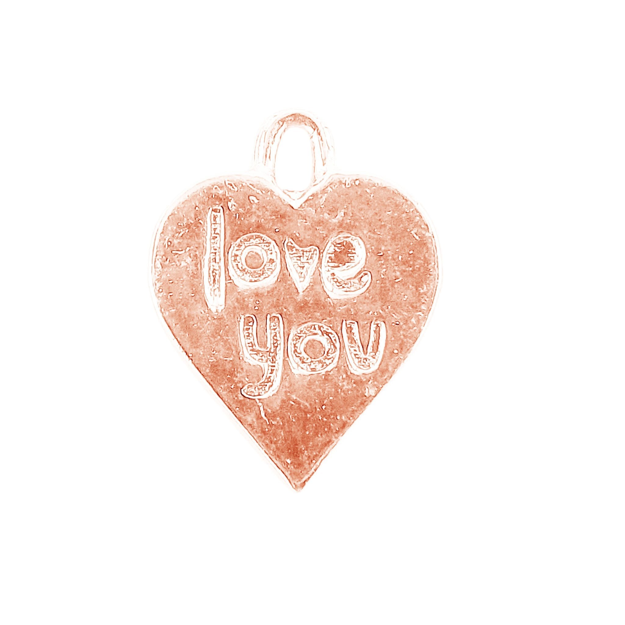 Rose gold overlay over copper love you heart charm handcrafted in India jewelry component