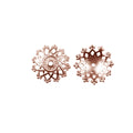 Mandala style rose gold overlay over copper bead cap handcrafted in India jewelry component