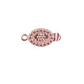 Raised dot oval rose gold overlay over copper single hole multi strand clasp handcrafted in India
