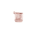 Rose Gold Overlay Over Copper cube charm with heart and love word engraving handcrafted in India