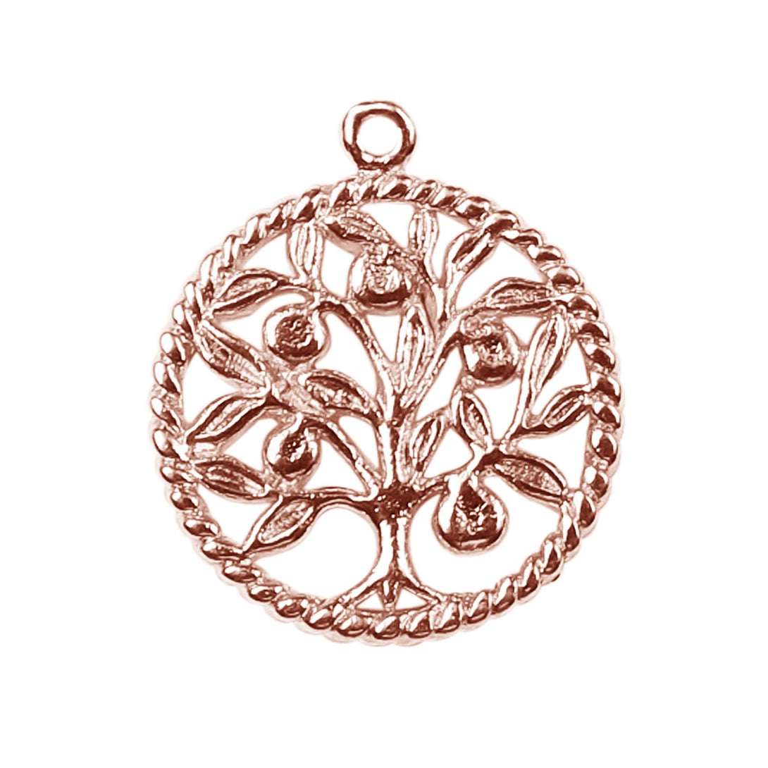 CRG-452 Rose Gold Overlay Tree of Life Charm Beads Bali Designs Inc 