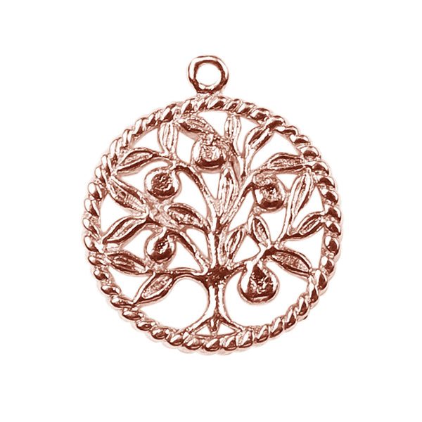 CRG-452 Rose Gold Overlay Tree of Life Charm Beads Bali Designs Inc 
