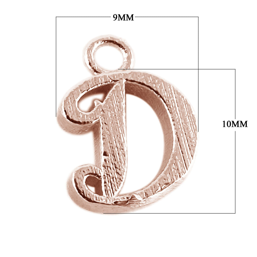 CRG-476 Rose Gold Overlay Alphabet 'D' Charm Beads Bali Designs Inc 