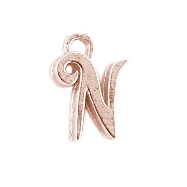 CRG-486 Rose Gold Overlay Alphabet 'N' Charm Beads Bali Designs Inc 