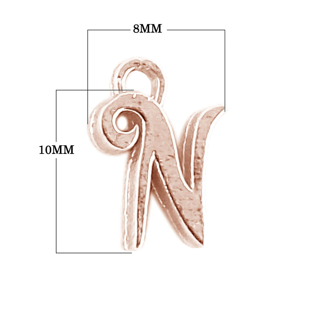 CRG-486 Rose Gold Overlay Alphabet 'N' Charm Beads Bali Designs Inc 