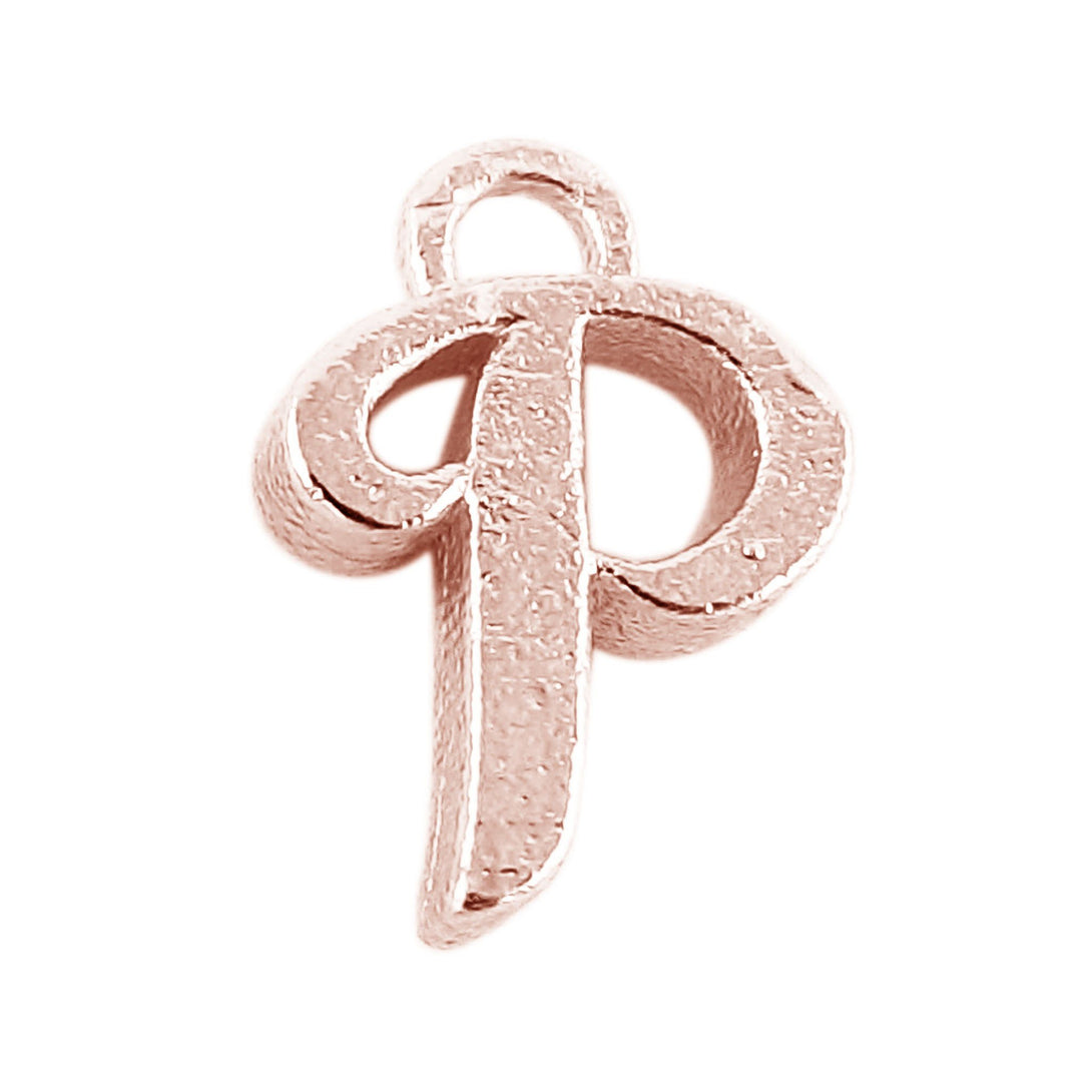 CRG-488 Rose Gold Overlay Alphabet 'P' Charm Beads Bali Designs Inc 