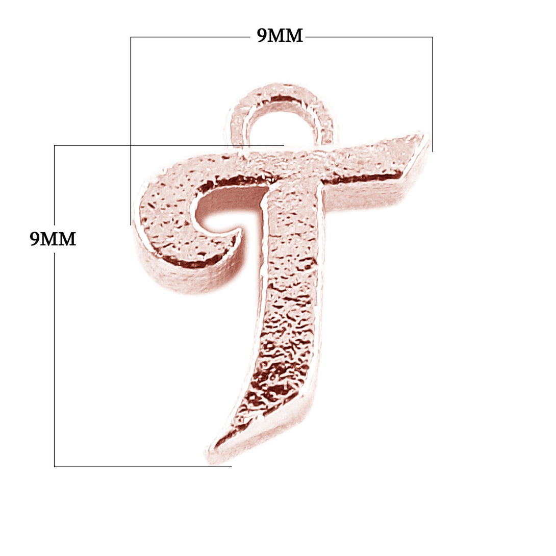 CRG-492 Rose Gold Overlay Alphabet 'T' Charm Beads Bali Designs Inc 